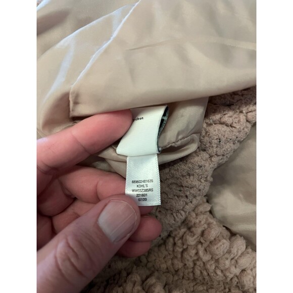 Nine West Jacket Womens Extra Large Beige Sherpa Fleece Full Zip Teddy Coat - Picture 8 of 8